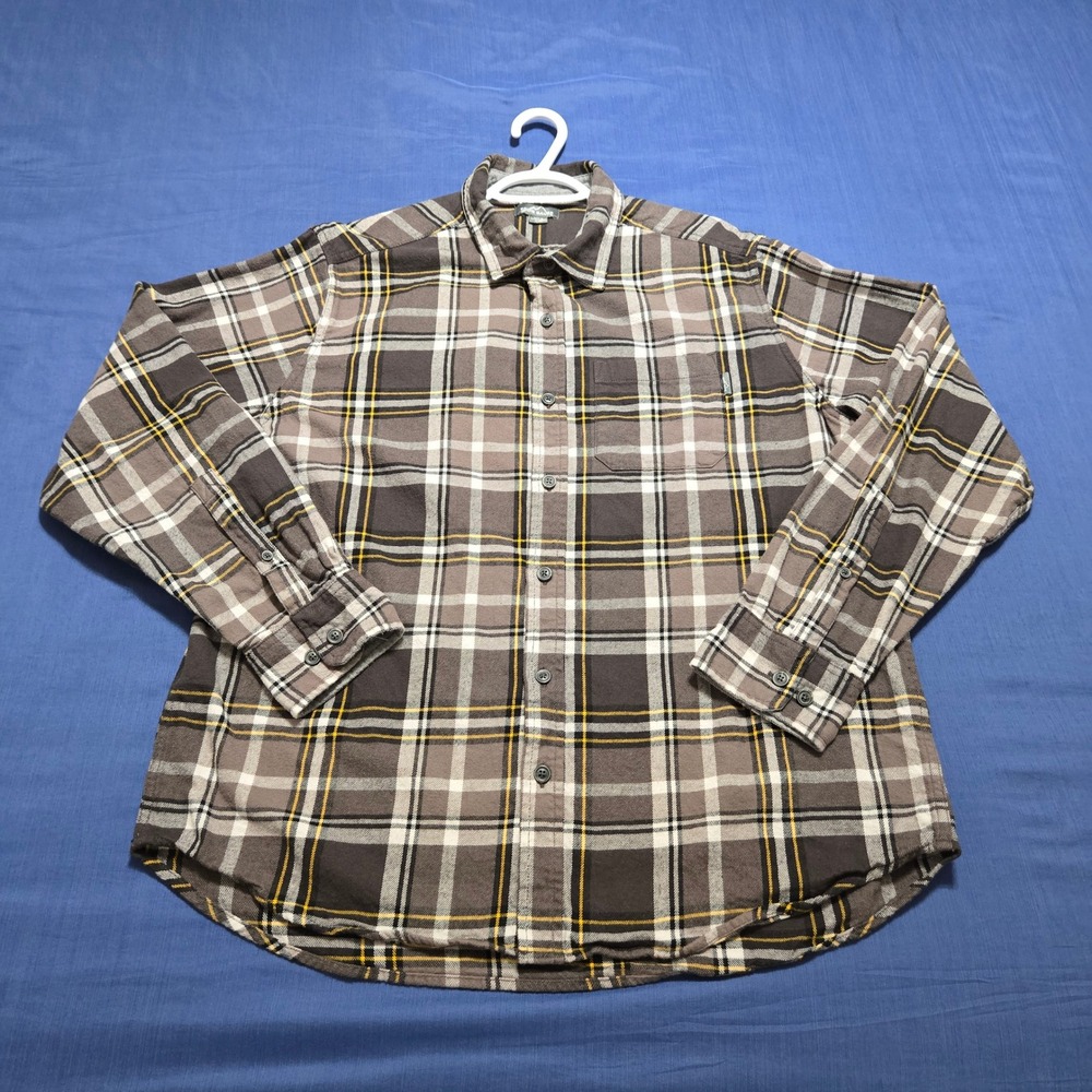 Eddie Bauer Flannel Shirt Mens XL Brown Plaid Excellent Long Sleeve Cotton Top